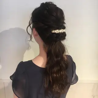 セミロング ヘアアレンジ 野崎 ひかりのヘアスタイル