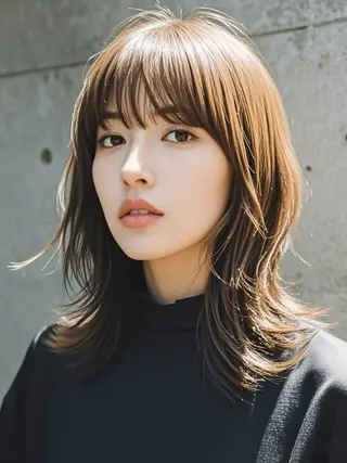 ミディアム ウルフカット 811 大阪梅田 ウルフのヘアスタイル