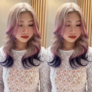 ミディアム カラー レイヤー/韓国 ハイトーン興津史弥のヘアスタイル