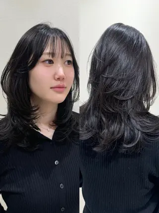 ミディアム カラー ヘアアレンジ レイヤーカット🤍 RINAのヘアスタイル