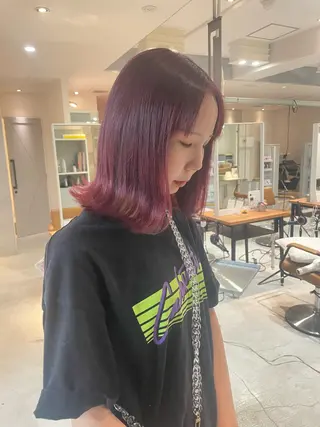 セミロング カラー 艶ハイトーン👑♡ NATSUKIのヘアスタイル