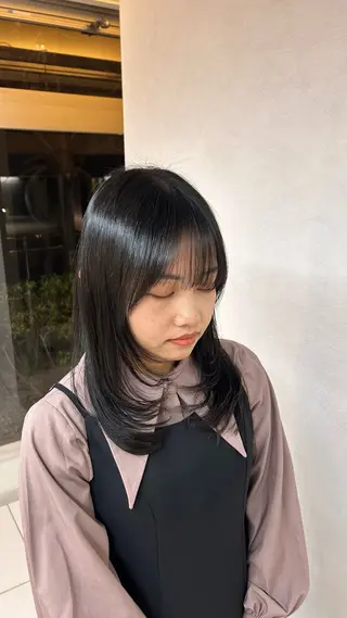 ミディアム コテ巻きパーマ/ 韓国レイヤー/なおのヘアスタイル