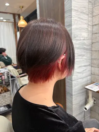 ショート カラー 髪質改善カラー/ 結べるレイヤー/文野のヘアスタイル