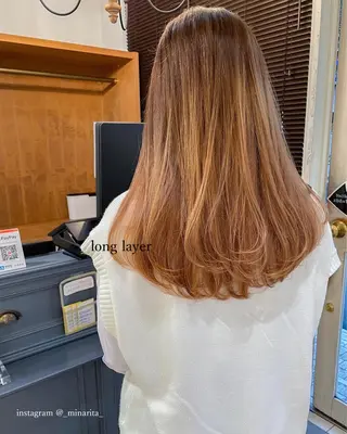 ロング ボブ ブリーチ/miinaのヘアスタイル