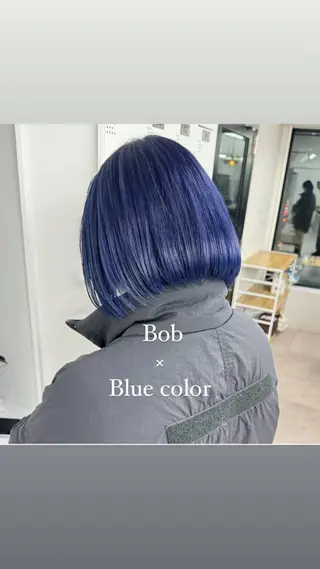 ショート 切りっぱなしボブイヤ リングカラー清水隆央のヘアスタイル