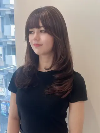 セミロング ベージュ/インナー カラー🤍Rieのヘアスタイル