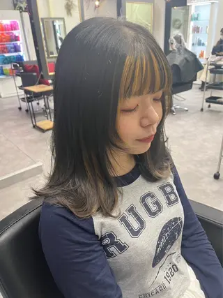 ミディアム カラー ハイトーン/ダブル カラー/akihoのヘアスタイル