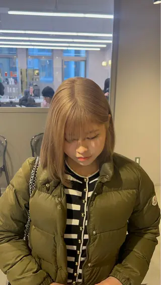 ミディアム カラー パーマ ヘアアレンジ メンズ キッズ ブリーチなしカラー/ ブラウン/レイヤーのヘアスタイル