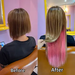 ロング シール+ちび編み込み エクステ梅田🐨のヘアスタイル