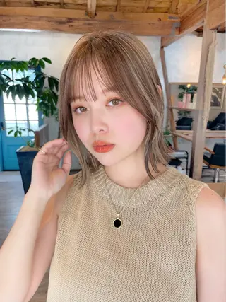 ミディアム ボブ顔周り 韓国遠藤小雪のヘアスタイル
