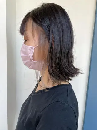 ミディアム ブリーチ毛矯正.髪質 改善.髪にドラマをのヘアスタイル