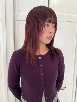 カラー ブリーチカラー🎀 韓国風/寺門美優のヘアスタイル