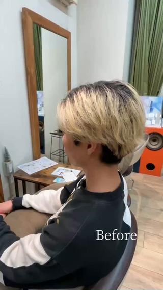 ショート メンズ 洛樹 /海外風ヘアー /ハイライト/パーマのヘアスタイル