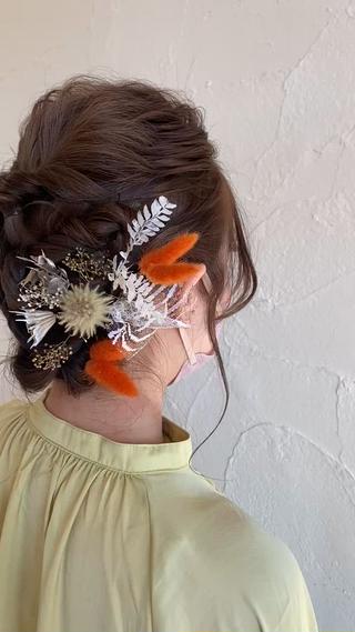 セミロング ヘアアレンジ R hair 金山所属・お呼ばれヘア｜ 金山｜山本夏菜のヘアスタイル