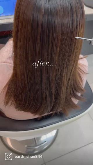 ミディアム カラー EARTH葛西所属・葛西 縮毛矯正のプロ ブリーチ矯正 青木俊のヘアスタイル