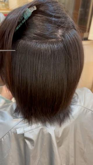 酸性縮毛矯正で艶のある収まりのいい綺麗な髪に 