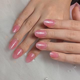 フラッシュネイル/長さだしネイル/ピンクネイル 