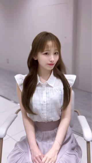 落ち着いた透明感あるカラー＋レイヤースタイル

38ミリで巻く今トレンドのくびれ巻きスタイルで小顔効果も出てキュート 