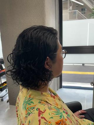 ミディアム パーマ メンズ ✨️メンズ高評価✨️ 野口虎剛のヘアスタイル