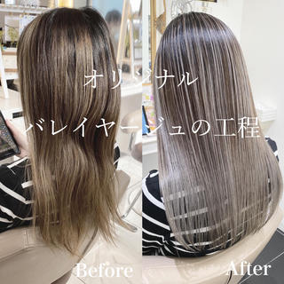 セミロング カラー 山崎俊輔/髪質改善 /バレイヤージュのヘアスタイル