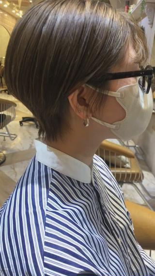 ショート ブリーチなしダブル カラー縮毛矯正　下野のヘアスタイル