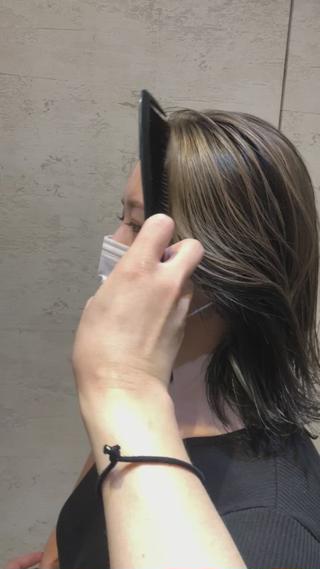 ミディアム ブリーチなしダブル カラー縮毛矯正　下野のヘアスタイル