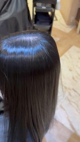 セミロング ブリーチなしダブル カラー縮毛矯正　下野のヘアスタイル