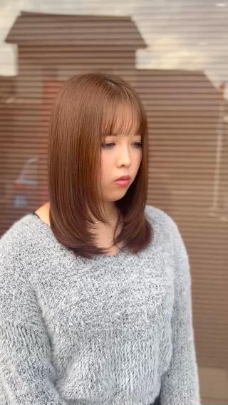 セミロング ボブ/ナチュラル 縮毛矯正/吉川清保のヘアスタイル