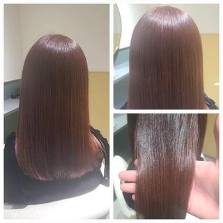 ブリーチ毛とは思えないほどの圧倒的な艶感 ダメージを感じさせないなめらかな手触りと、光をしっかり反射するツヤストレートに仕上げました。髪質改善ストレートで内部からしっかりケアしながら、柔らかく自然な仕上がりに◎ 乾かすだけでまとまる、思わず触れたくなるような美髪です♪ 