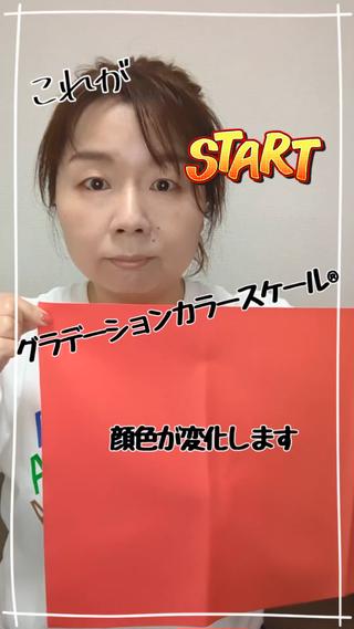 これがグラデーションカラースケール彩度ドレープ❢　原色の赤からグラデーション状に色が抜けていきます❢　どの当たりが似合うかで、鮮やかさが測れます

#パーソナルカラー診断
#グラデーションカラースケール 