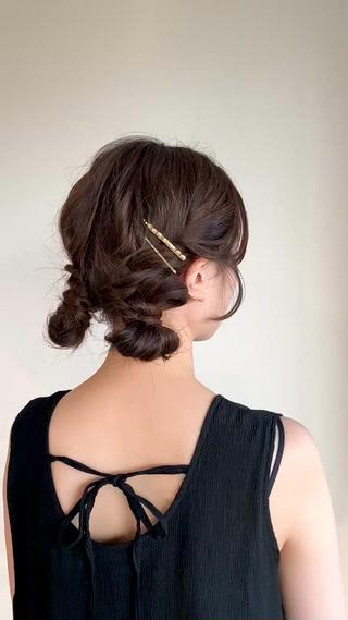 セミロング ヘアアレンジ 💫miyu💫デザ インカラー/アレンジのヘアスタイル