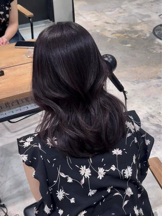 ミディアム カラー パーマ ヘアアレンジ パク・ボミン小野リエ 韓国ハーフ🦊のヘアスタイル