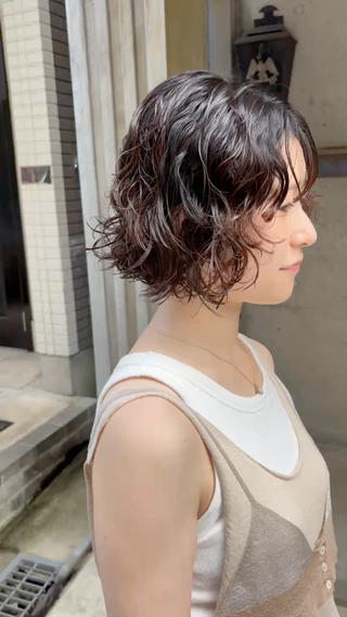 ショート パーマ 水原波津輝/ボブ /ニュアンスパーマのヘアスタイル