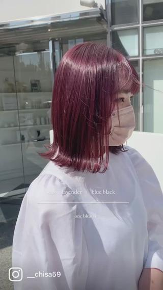 ワンブリーチからつくるピンクカラーとブルーブラック♡

お客様の普段のお洋服やお肌の色を見て
お薬も作ってます♡ お家でのケアの方法もしっかりと説明させていただきます

全力でお客様の可愛いを引き出します！！
 