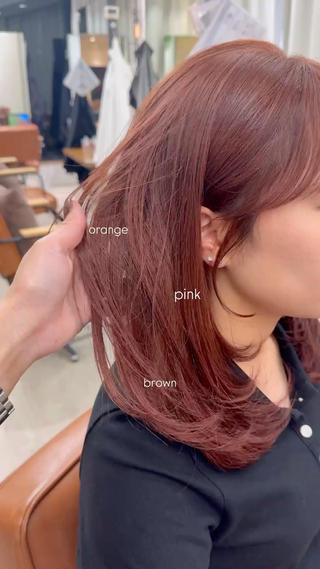 ミディアム カラー VIEW GINZA所属・fitするカット♡ 暖色/ふうか◠‿◠のヘアスタイル