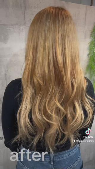 ロング カラー レイヤー/韓国 ハイトーン興津史弥のヘアスタイル