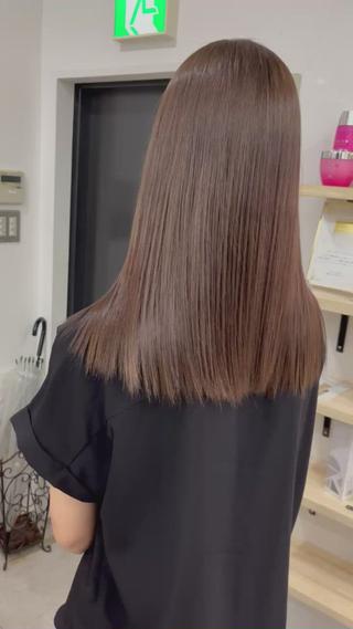 セミロング カラー ストレート　髪質改善 あすまのヘアスタイル