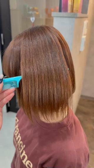ミニボブ×髪質改善ストレート 