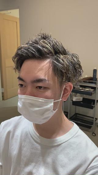 ショート パーマ メンズ 縮毛矯正×艶カラー /中村勇太のヘアスタイル