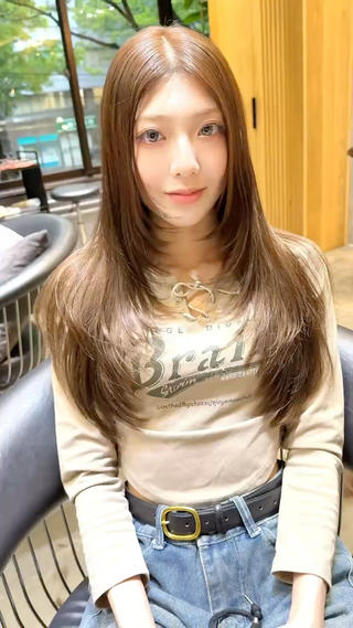 ロング カラー ✨縮毛矯正　韓国ヘア レイヤー✨大濱快斗のヘアスタイル