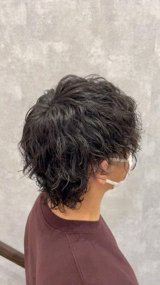 パーマ メンズ メンズ専門/パーマ 束間ショートのヘアスタイル