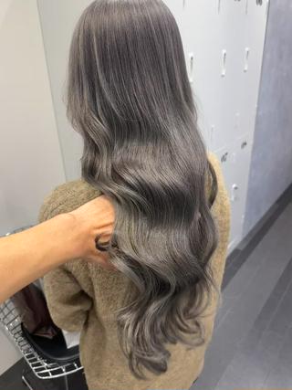 ロング カラー 透明感/ブリーチ縮毛 /髪質改善/星野純一のヘアスタイル
