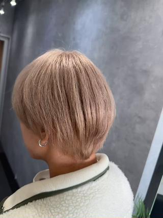 ミディアム カラー メンズ 透明感/ブリーチ縮毛 /髪質改善/星野純一のヘアスタイル