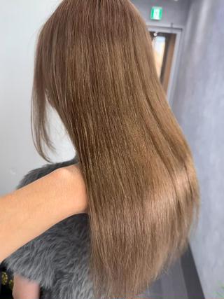 ロング カラー 透明感/ブリーチ縮毛 /髪質改善/星野純一のヘアスタイル