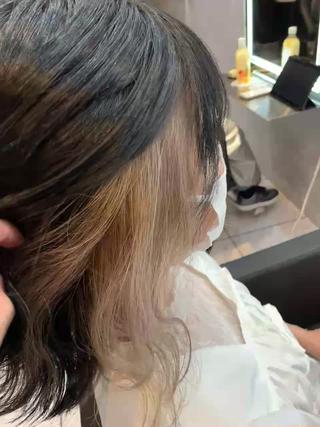 ミディアム カラー 透明感/ブリーチ縮毛 /髪質改善/星野純一のヘアスタイル