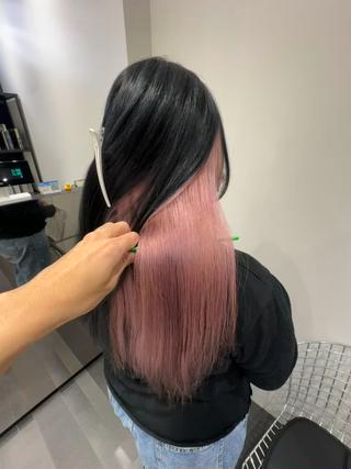 ロング カラー 透明感/ブリーチ縮毛 /髪質改善/星野純一のヘアスタイル