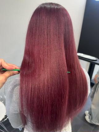 ロング カラー 透明感/ブリーチ縮毛 /髪質改善/星野純一のヘアスタイル