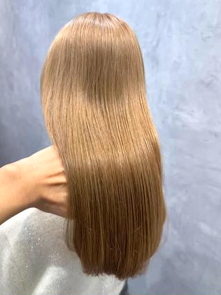 セミロング カラー 透明感/ブリーチ縮毛 /髪質改善/星野純一のヘアスタイル