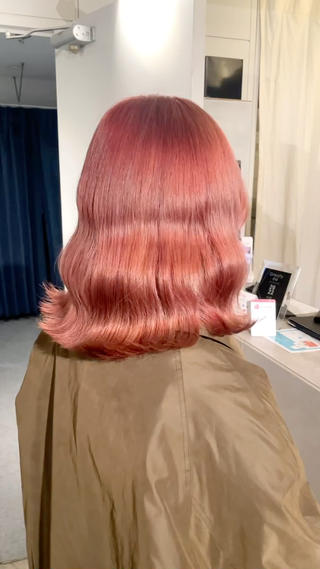 ミディアム カラー 暖色カラー🍒 ケアブリーチ/akiのヘアスタイル