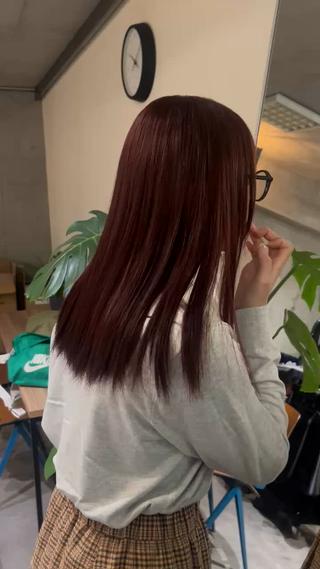 地毛からbleachなしw colorで深めred
暖色系はより発色させたい場合bleachなしのw colorがおすすめです(^^) 